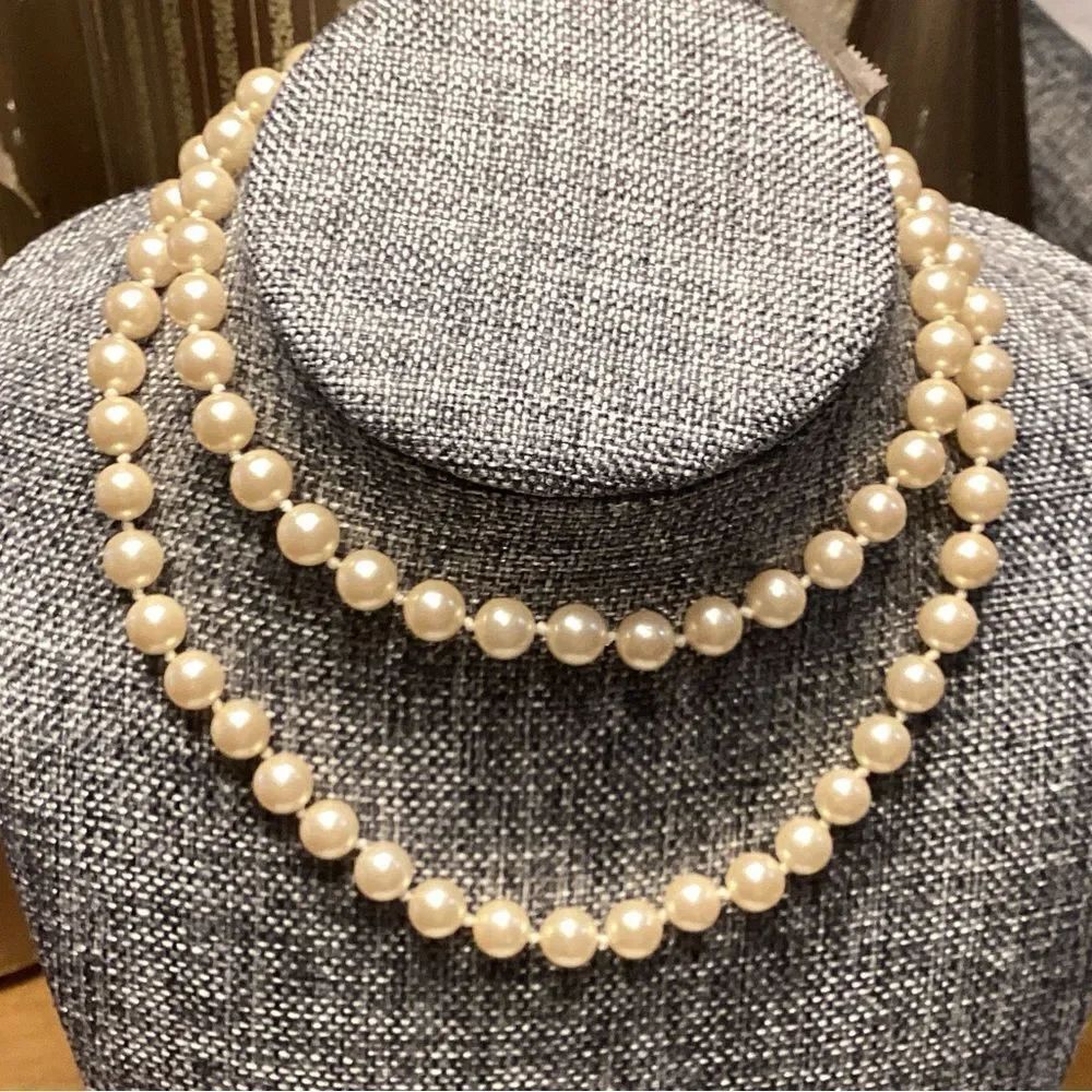 Classic Cream Faux Pearl Strand with Goldtone Barrel Clasp